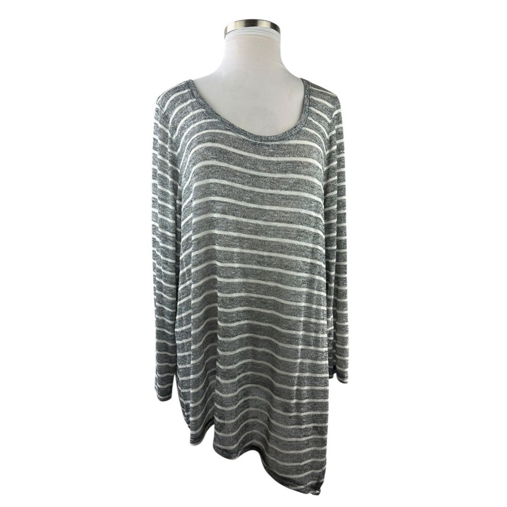 ✨2/$20 NWT Lane Bryant Sheer Metallic Striped Blouse Shimmer Plus Size 26/28 - Picture 7 of 15